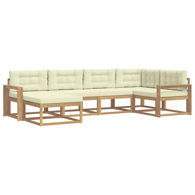 vidaXL Outdoor-Sofagarnitur mit Kissen 5-Tlg Weiß und Creme Polyester 3386694