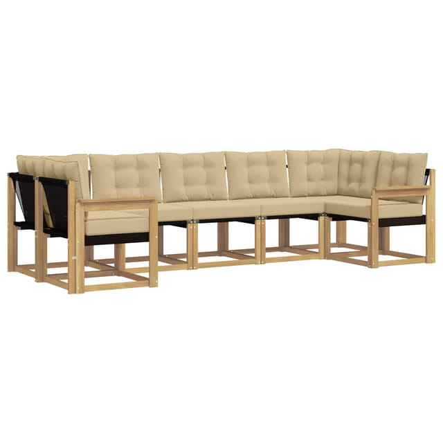 vidaXL Outdoor-Sofagarnitur mit Kissen 7-Tlg Weiß und Beige 3389831