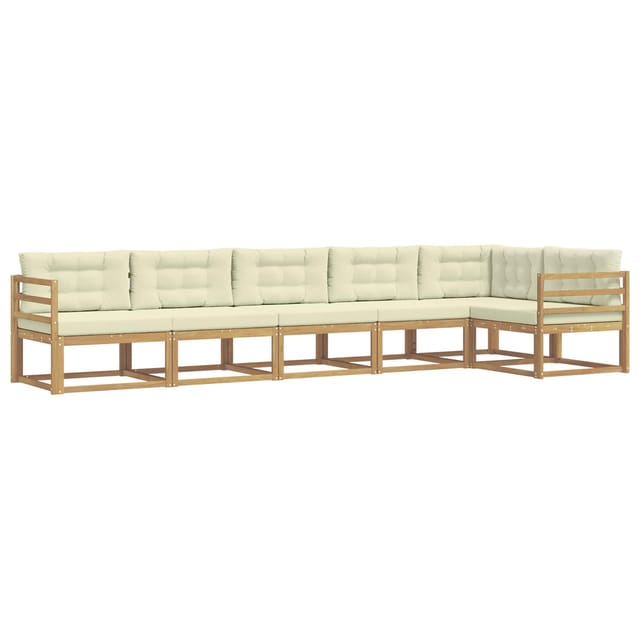 vidaXL Outdoor-Sofagarnitur mit Kissen 4-Tlg Weiß und Creme Polyester 3386499