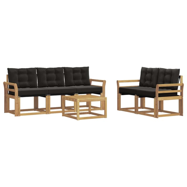 vidaXL Outdoor-Sofagarnitur mit Kissen 6-Tlg Weiß und Schwarz 3389214