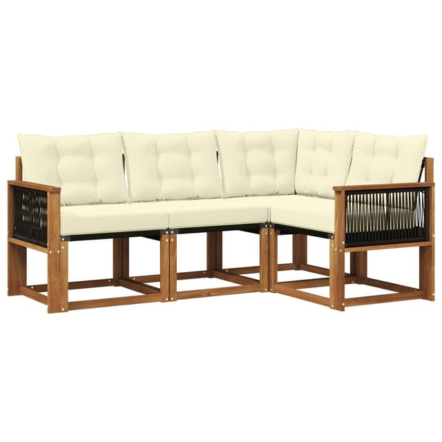 vidaXL Outdoor-Sofagarnitur mit Kissen 4 Stk Natur und Creme 3381918