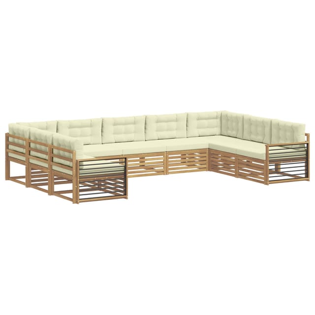 vidaXL Outdoor-Sofagarnitur 9-Tlg Weiß und Creme Massivholz Akazie 3391165
