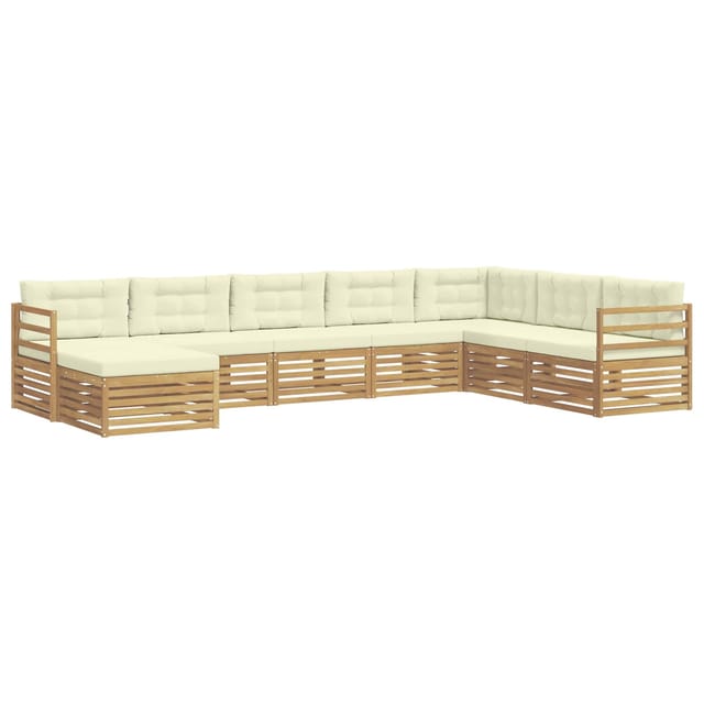 vidaXL Outdoor-Sofagarnitur mit Kissen 8-Tlg Weiß und Creme Polyester 3390945