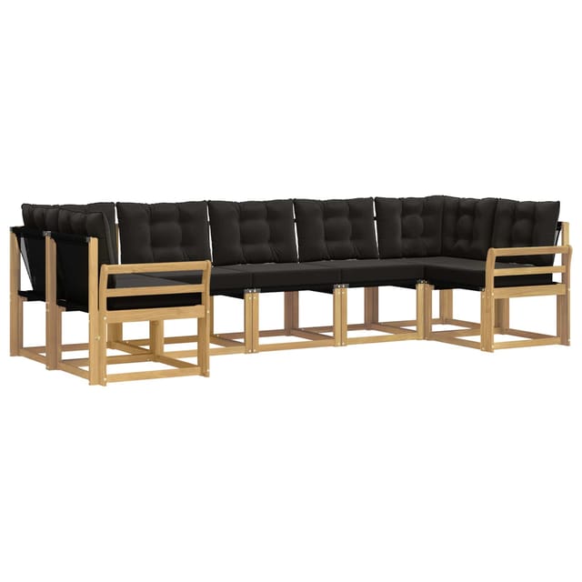 vidaXL Outdoor-Sofagarnitur mit Kissen 7-Tlg Weiß und Schwarz 3389838