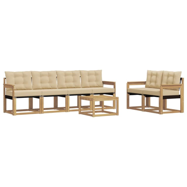 vidaXL Outdoor-Sofagarnitur mit Kissen 7-Tlg Weiß und Beige 3389231
