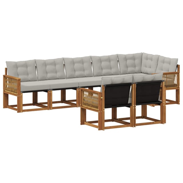vidaXL Outdoor-Sofagarnitur mit Kissen 8 Stk Natur und Hellgrau 3382035