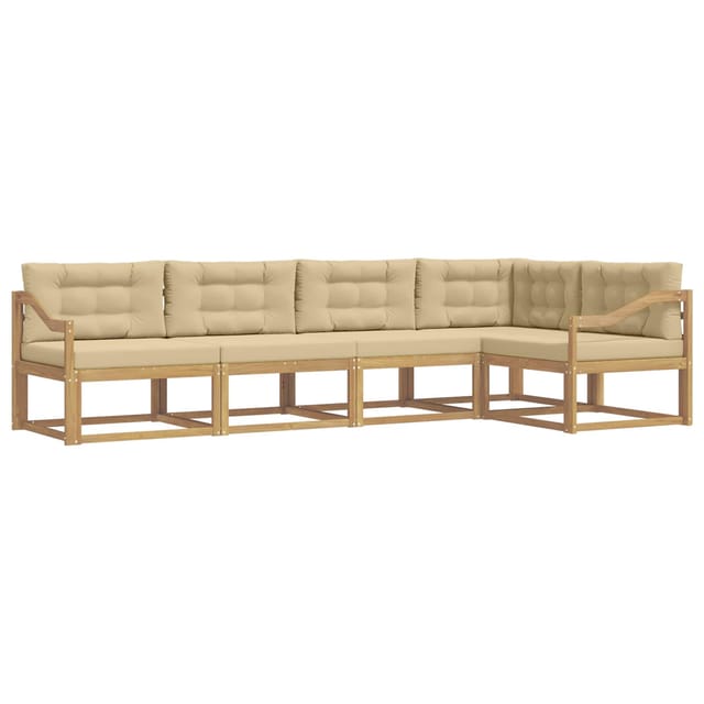 vidaXL Outdoor-Sofagarnitur mit Kissen 4-Tlg Weiß und Beige Polyester 3386462