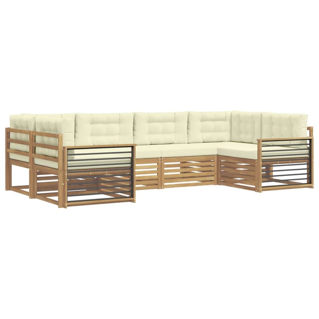 vidaXL Outdoor-Sofagarnitur mit Kissen 6-Tlg Weiß und Creme 3391055