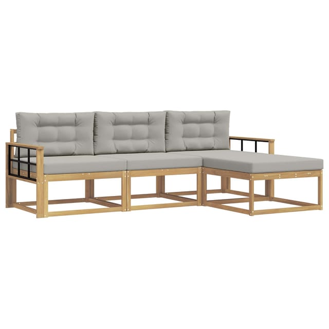 vidaXL Outdoor-Sofagarnitur 4-Tlg Weiß und Hellgrau Polyester 3386280