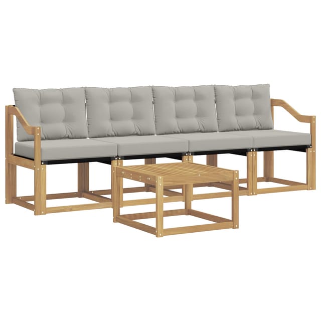 vidaXL Outdoor-Sofagarnitur mit Kissen 5-Tlg Weiß und Hellgrau 3389197