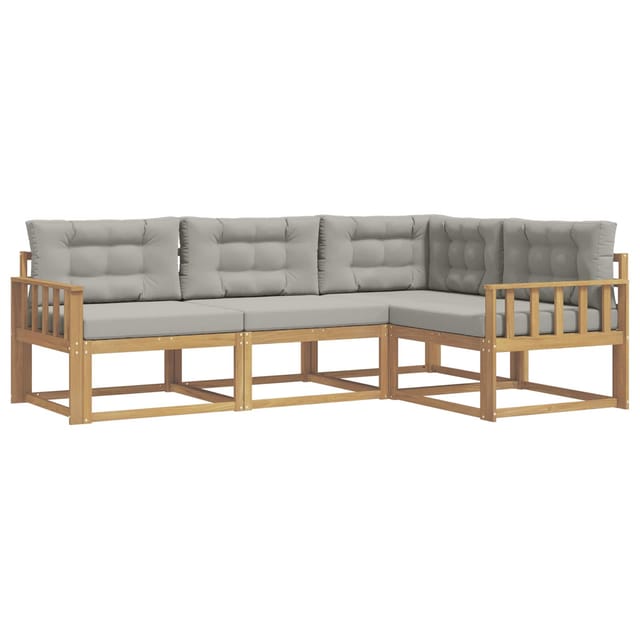 vidaXL Outdoor-Sofagarnitur 3-Tlg Weiß und Hellgrau Polyester 3386370