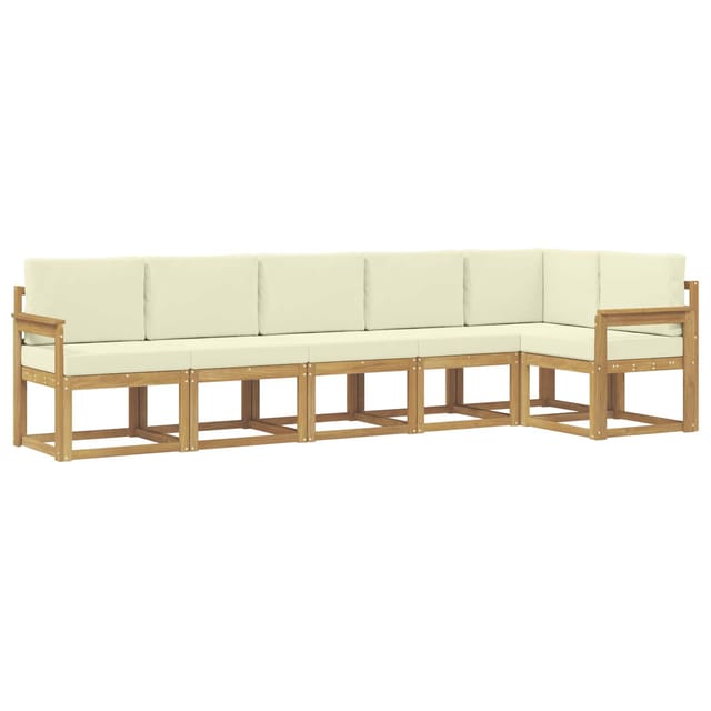 vidaXL Outdoor-Sofagarnitur mit Kissen 6-Tlg Weiß und Creme Polyester 3387689