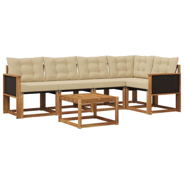 vidaXL Outdoor-Sofagarnitur mit Kissen 6 Stk Natur und Beige 3381961