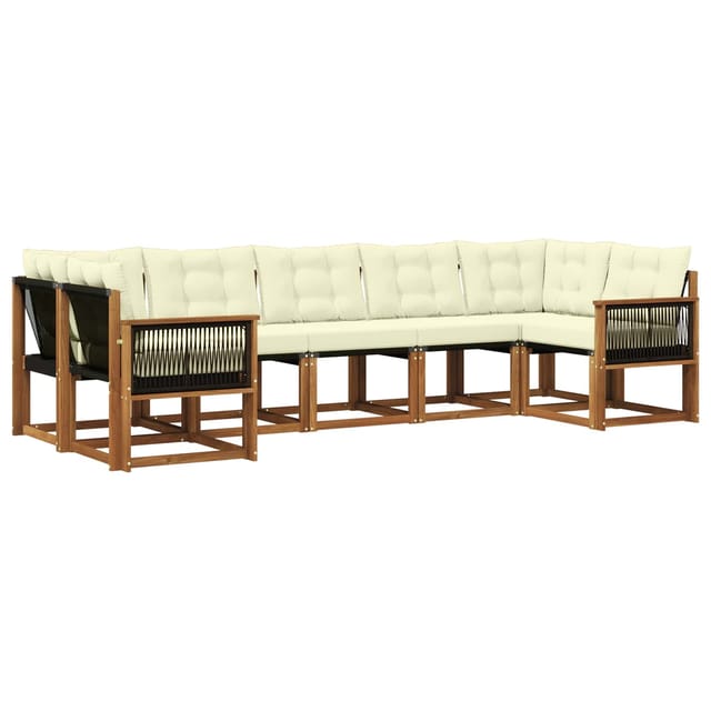 vidaXL Outdoor-Sofagarnitur mit Kissen 7 Stk Natur und Creme 3382190