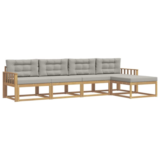 vidaXL Outdoor-Sofagarnitur 4-Tlg Weiß und Hellgrau Polyester 3386300