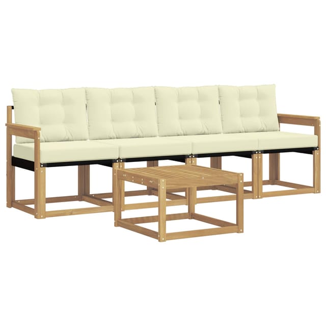 vidaXL Outdoor-Sofagarnitur mit Kissen 5-Tlg Weiß und Creme 3389180
