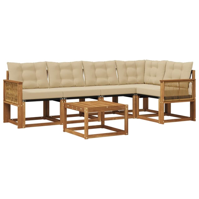 vidaXL Outdoor-Sofagarnitur mit Kissen 6 Stk Natur und Beige 3381973