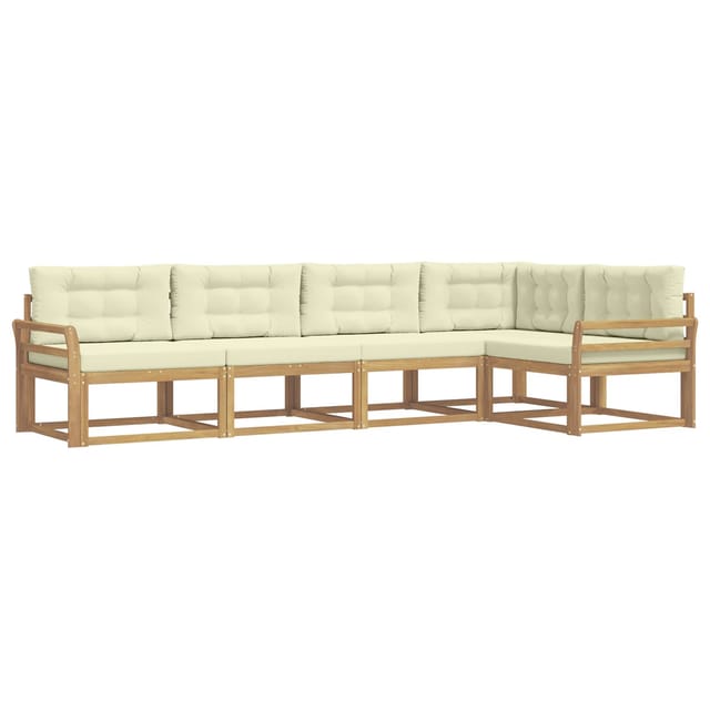 vidaXL Outdoor-Sofagarnitur mit Kissen 4-Tlg Weiß und Creme Polyester 3386444