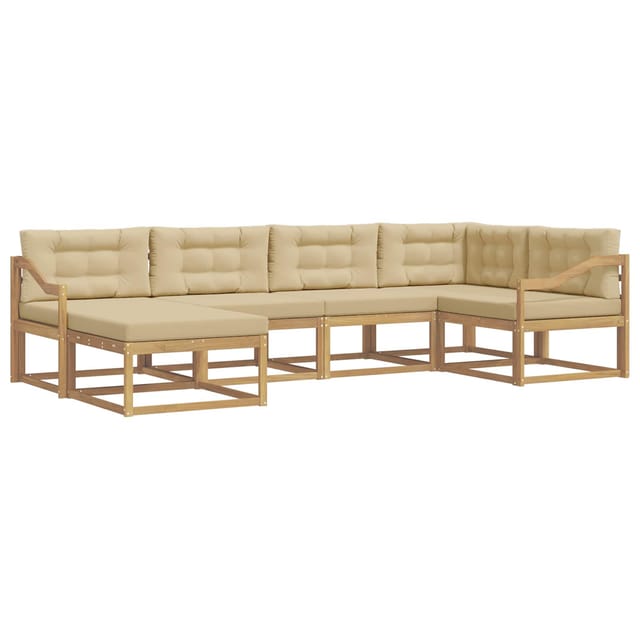 vidaXL Outdoor-Sofagarnitur mit Kissen 5-Tlg Weiß und Beige Polyester 3386707