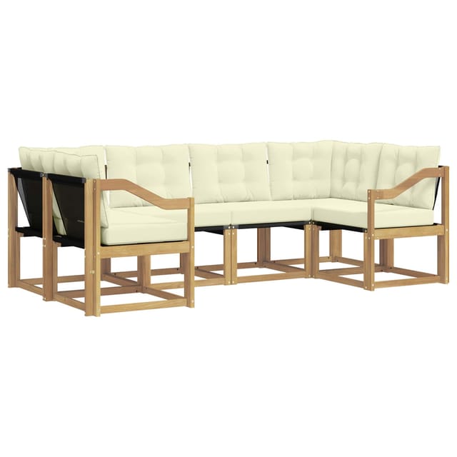 vidaXL Outdoor-Sofagarnitur mit Kissen 6-Tlg Weiß und Creme 3389820
