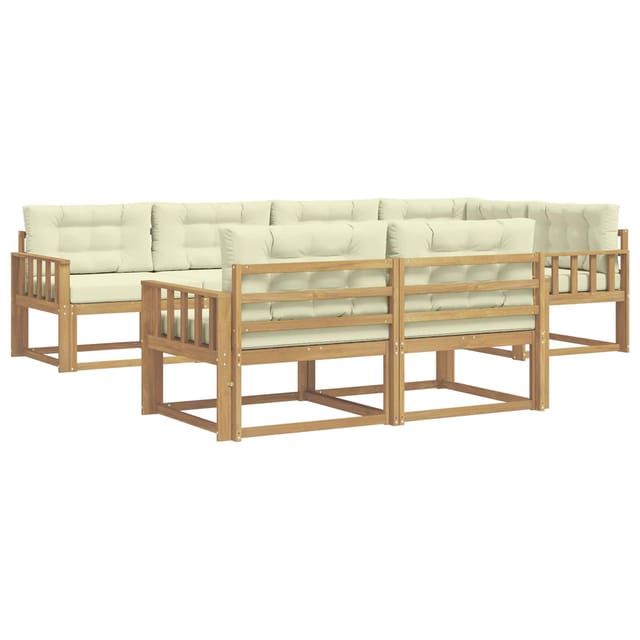 vidaXL Outdoor-Sofagarnitur mit Kissen 6-Tlg Weiß und Creme Polyester 3386579