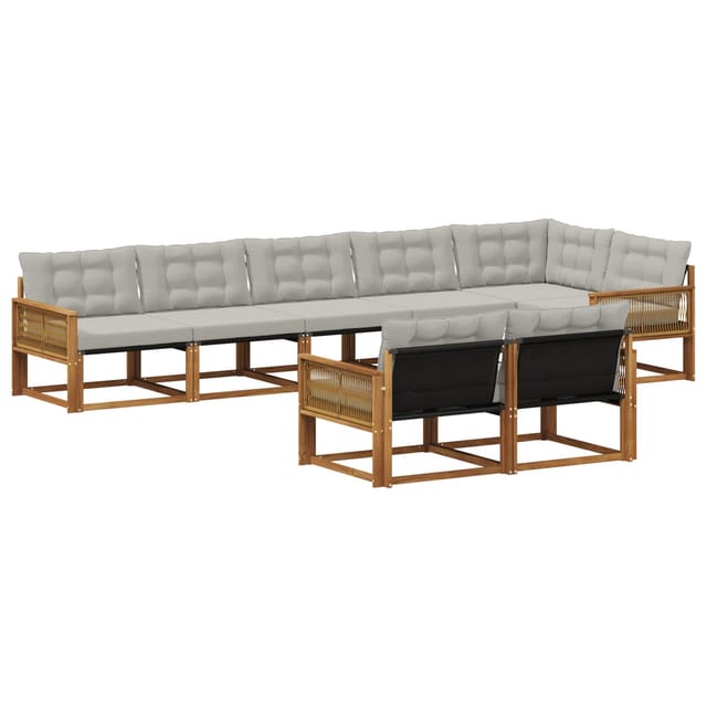 vidaXL Outdoor-Sofagarnitur mit Kissen 8 Stk Natur und Hellgrau 3381507
