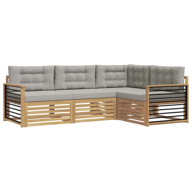 vidaXL Outdoor-Sofagarnitur 5-Tlg Weiß und Hellgrau Polyester 3390416