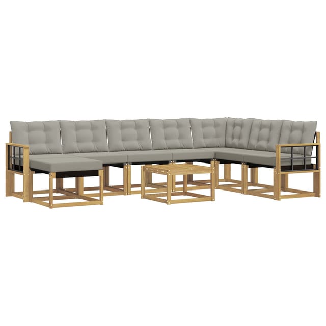 vidaXL Outdoor-Sofagarnitur mit Kissen 9-Tlg Weiß und Hellgrau 3389793