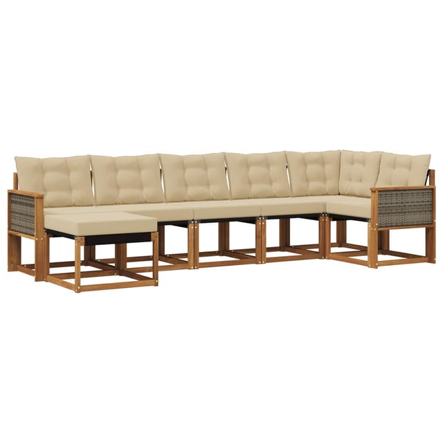 vidaXL Outdoor-Sofagarnitur mit Kissen 7 Stk Natur und Beige 3382093