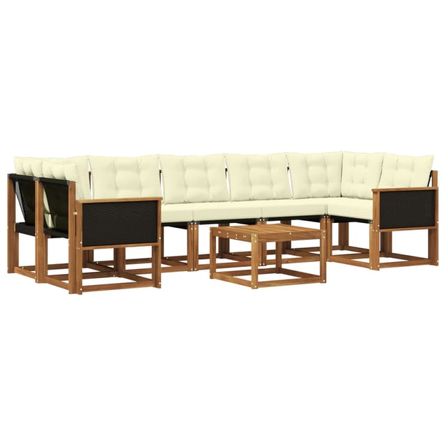 vidaXL Outdoor-Sofagarnitur mit Kissen 8 Stk Natur und Creme 3381830