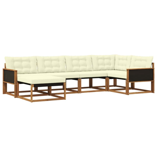 vidaXL Outdoor-Sofagarnitur mit Kissen 6 Stk Natur und Creme 3381526