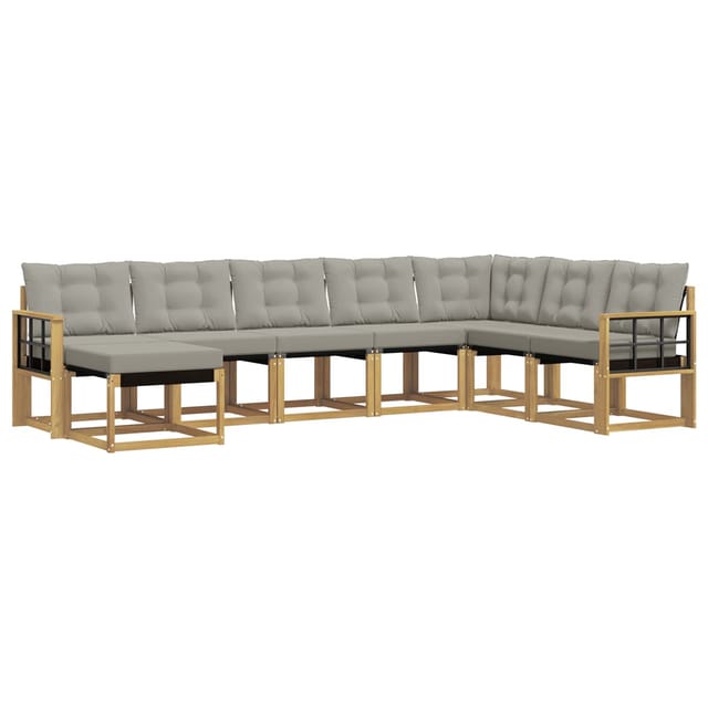 vidaXL Outdoor-Sofagarnitur mit Kissen 8-Tlg Weiß und Hellgrau 3389769