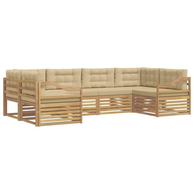 vidaXL Outdoor-Sofagarnitur mit Kissen 6-Tlg Weiß und Beige Polyester 3391063