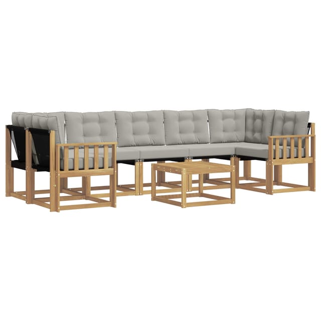 vidaXL Outdoor-Sofagarnitur mit Kissen 8-Tlg Weiß und Hellgrau 3389305