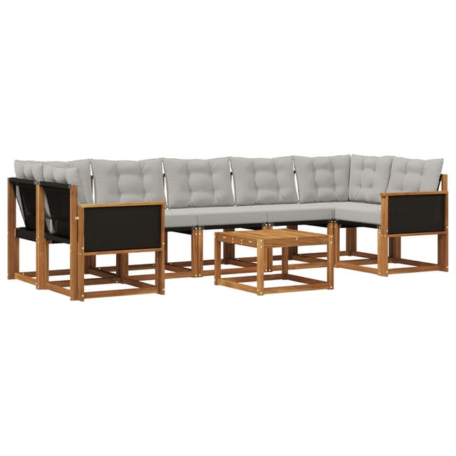 vidaXL Outdoor-Sofagarnitur mit Kissen 8 Stk Natur und Hellgrau 3381831