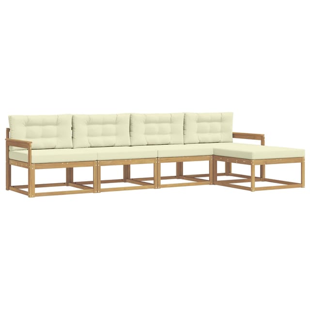 vidaXL Outdoor-Sofagarnitur mit Kissen 4-Tlg Weiß und Creme Polyester 3386294