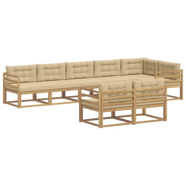 vidaXL Outdoor-Sofagarnitur mit Kissen 6-Tlg Weiß und Beige Polyester 3386607