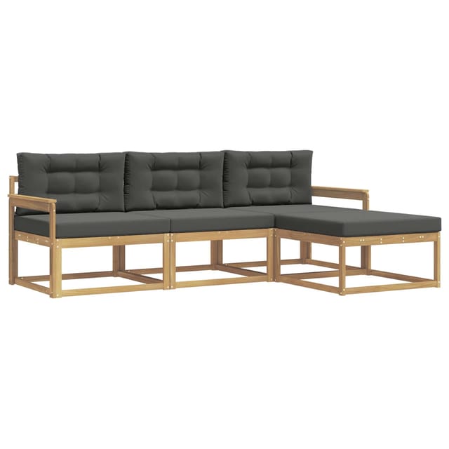 vidaXL Outdoor-Sofagarnitur 4-Tlg Weiß und Anthrazit Polyester 3386261