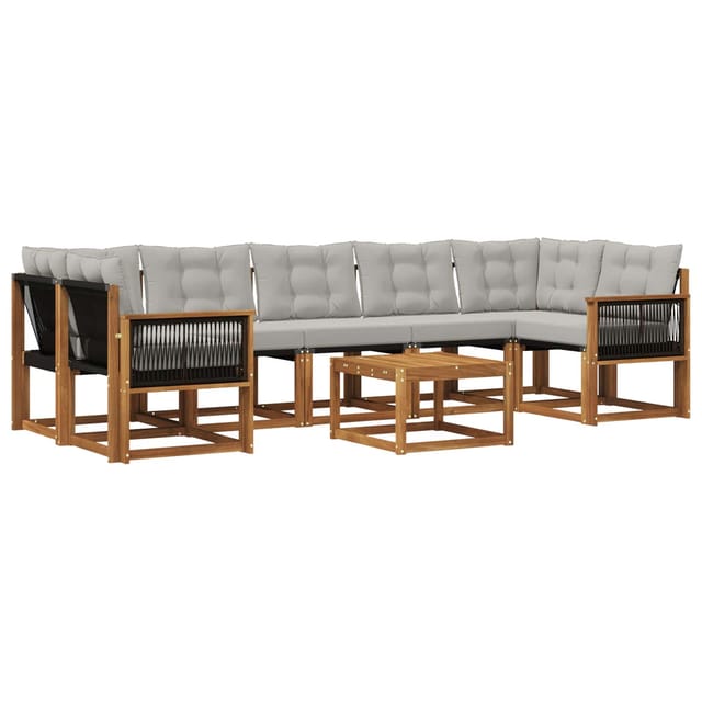 vidaXL Outdoor-Sofagarnitur mit Kissen 8 Stk Natur und Hellgrau 3381839