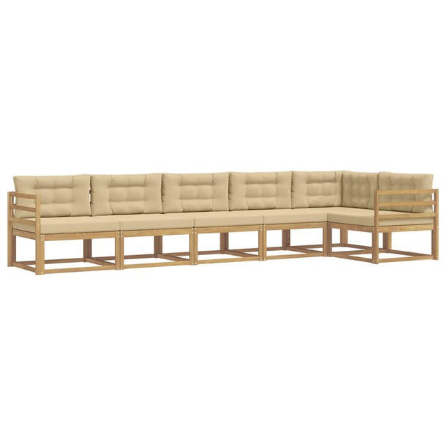 vidaXL Outdoor-Sofagarnitur mit Kissen 4-Tlg Weiß und Beige Polyester 3386502
