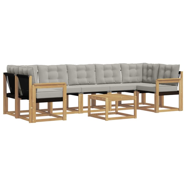 vidaXL Outdoor-Sofagarnitur mit Kissen 8-Tlg Weiß und Hellgrau 3389301