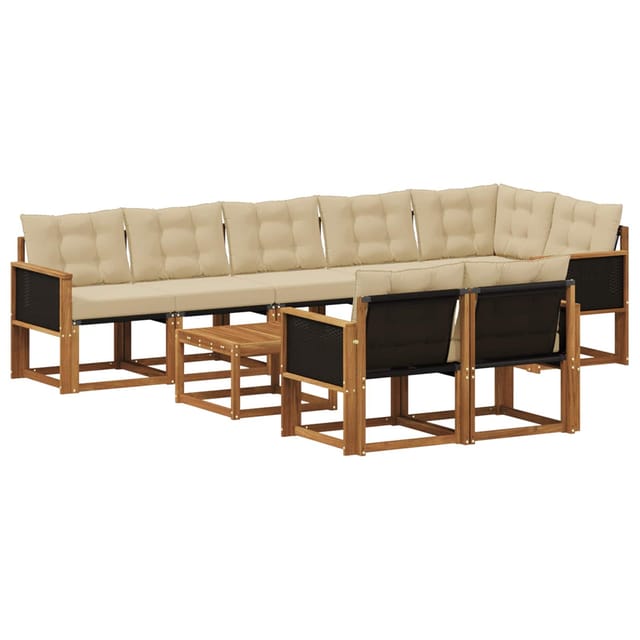 vidaXL Outdoor-Sofagarnitur mit Kissen 9 Stk Natur und Beige 3382041