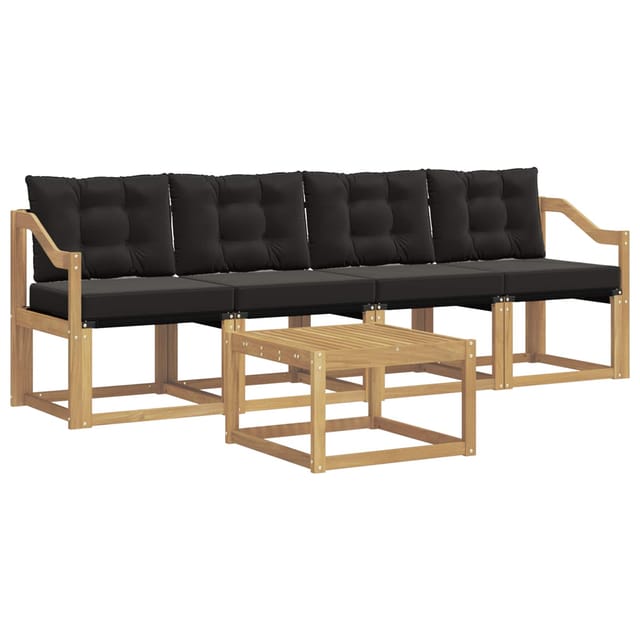 vidaXL Outdoor-Sofagarnitur mit Kissen 5-Tlg Weiß und Schwarz 3389198