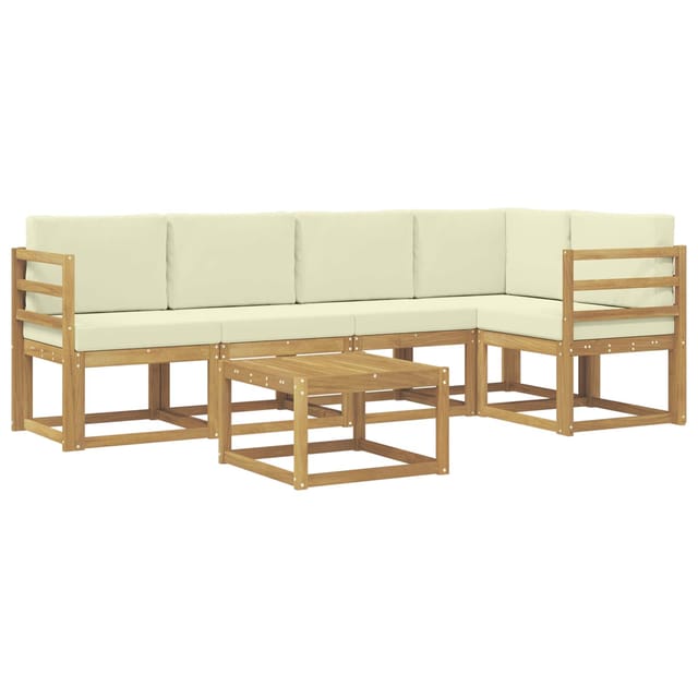 vidaXL Outdoor-Sofagarnitur 6-Tlg Weiß und Creme Massivholz Akazie 3387649