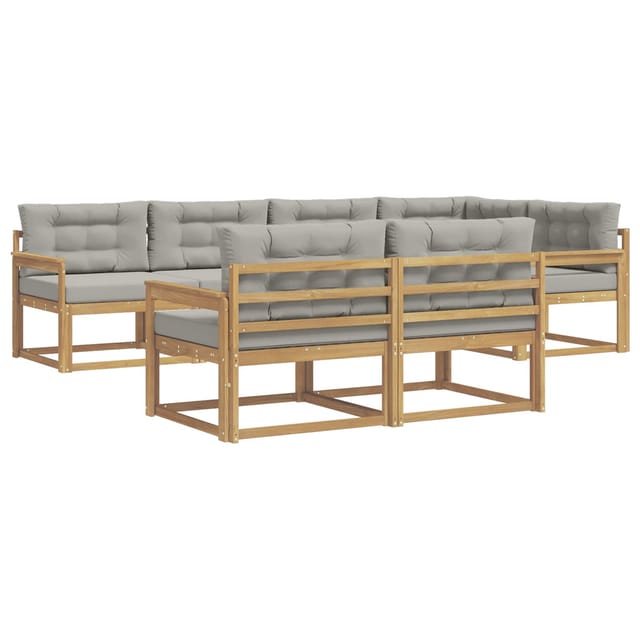 vidaXL Outdoor-Sofagarnitur 6-Tlg Weiß und Hellgrau Polyester 3386575
