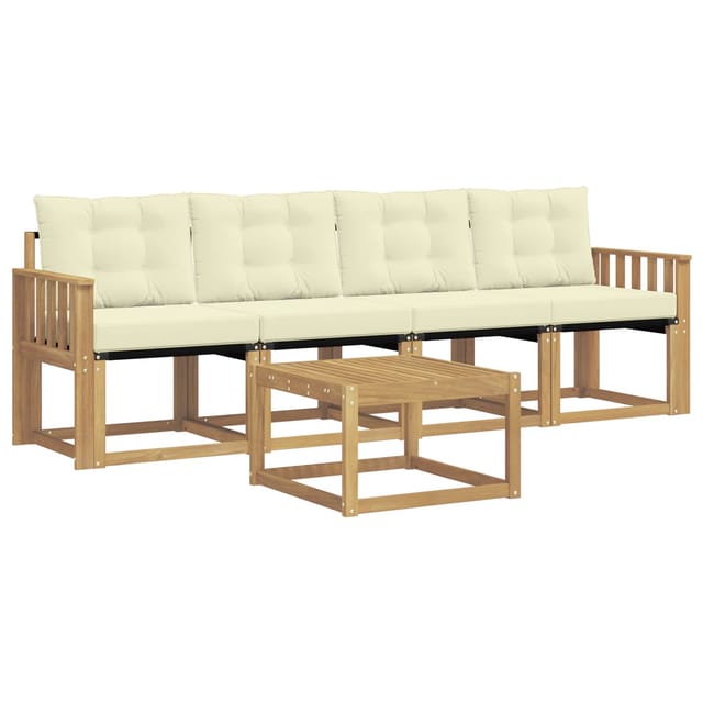 vidaXL Outdoor-Sofagarnitur mit Kissen 5-Tlg Weiß und Creme 3389184