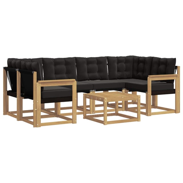 vidaXL Outdoor-Sofagarnitur mit Kissen 7-Tlg Weiß und Schwarz 3389254