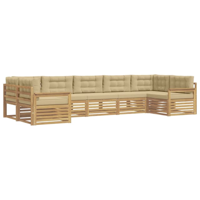 vidaXL Outdoor-Sofagarnitur mit Kissen 7-Tlg Weiß und Beige 3391073