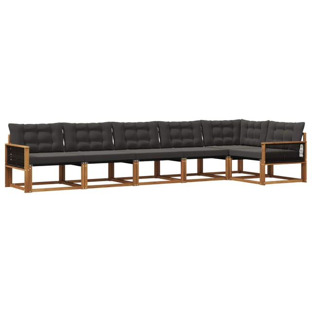 vidaXL Outdoor-Sofagarnitur mit Kissen 6 Stk Natur und Schwarz 3381456