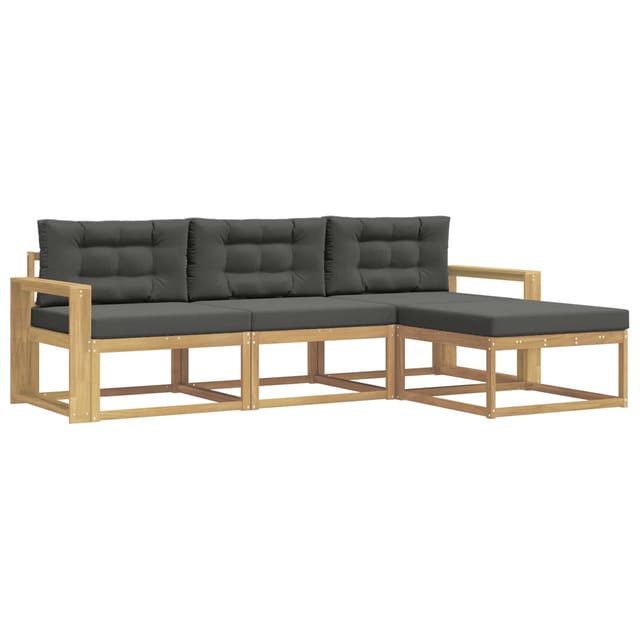 vidaXL Outdoor-Sofagarnitur 4-Tlg Weiß und Anthrazit Polyester 3386276